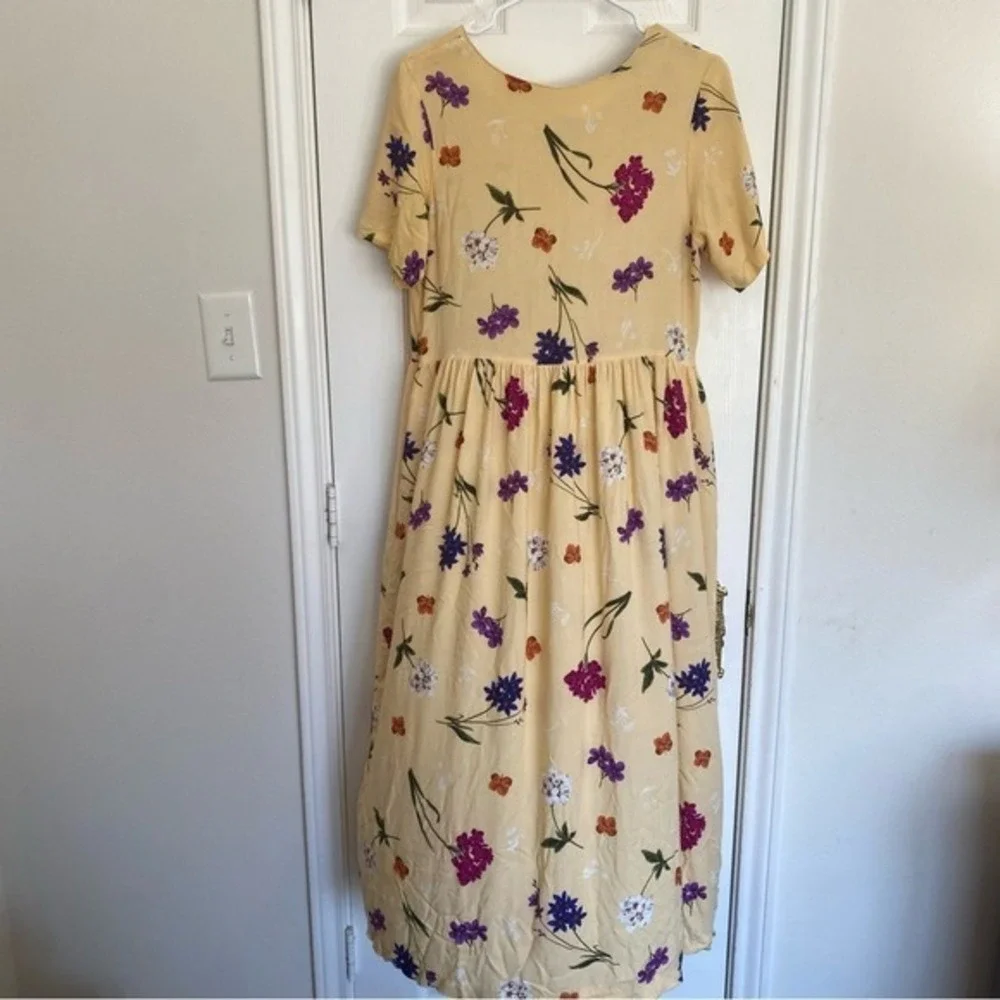 Y2K Vintage‎ BOBBIE MCGEE Women's 90s Floral Yellow Maxi Dress Cottage Core SZ M